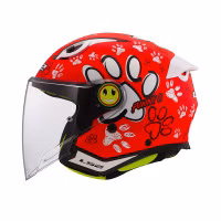 Шолом напівлицевик дитячий LS2 OF622 Funny 2 Paws Matt Red