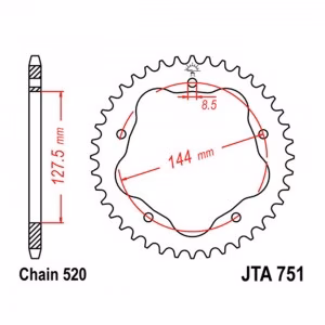 Зірка задня ведена JT JTA751 Ducati 800 Monster S2R 848 Motorcycle 