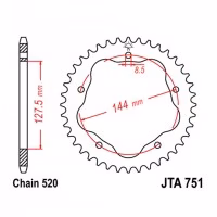 Зірка задня ведена JT JTA751 Ducati 800 Monster S2R 848 Motorcycle 