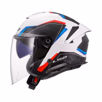 Шолом напівлицевик LS2 OF618 Verso 2 Air Gloss White Blue Red