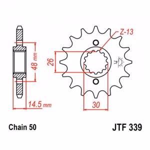 Звезда передняя ведущая JT JTF339 Honda Hornet Fireblade Nighthawk Magna CB CBF CBR VF VTR Motorcycle