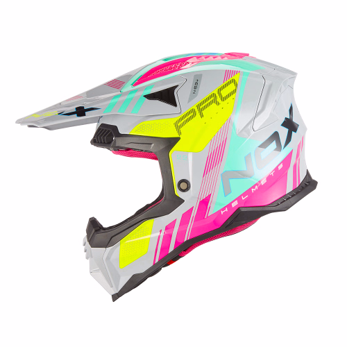 Шолом кросовий NOX N634 Storm Gloss Nardo Grey Yellow Pink