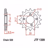 Зірка передня ведуча JT JTF1309 Honda XR650 Baja TRX400 Sportax Motorcycle
