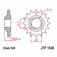 Зірка передня ведуча JT JTF1538 Kawasaki Z750 Z800 Motorcycle