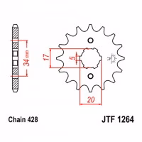 Зірка передня ведуча JT JTF1264 Honda CB CBR CBF  Geon Pantera Kymco  Motorcycle