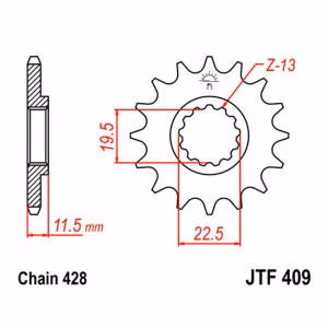 Зірка передня ведуча JT JTF409 Suzuki Kawasaki Motorcycle