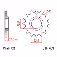 Зірка передня ведуча JT JTF409 Suzuki Kawasaki Motorcycle
