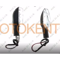 Поворот світлодіодний, човен (3 LED, чорний, біле скло) JS
