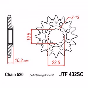 Зірка передня ведуча JT JTF432SC Suzuki DR RM GSF TSX SG Kawasaki  Betamotor Motorcycle