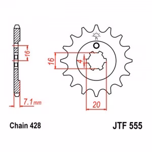 Зірка передня ведуча JT JTF555 Kawasaki KX Suzuki RM Yamaha TT-R FZR TZR YBA