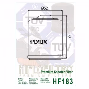 Фільтр масла HIFLO HF183 Adiva Aprilia Benelli Derbi Gilera Malaguti Peugeot Piaggio Scooter