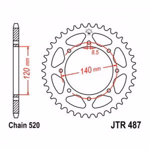 Зірка задня ведена JT JTR487 Kawasaki BJ250 Estrella KLE500 Versus KLR650 Motorcycle