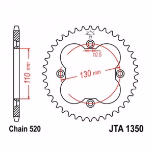 Звезда задняя ведомая JT JTA1350 Honda ATV TRX250 TRX300 EX Fourtrax TR400 EX Sporttrax 