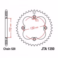Звезда задняя ведомая JT JTA1350 Honda ATV TRX250 TRX300 EX Fourtrax TR400 EX Sporttrax 