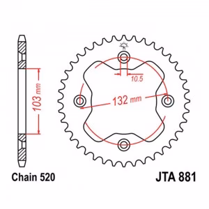 Зірка задня ведена JT JTA881 Kawasaki ATV SX450 SX550 XC450 XC525