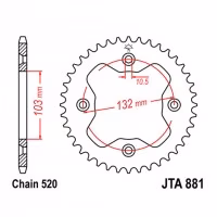 Зірка задня ведена JT JTA881 Kawasaki ATV SX450 SX550 XC450 XC525