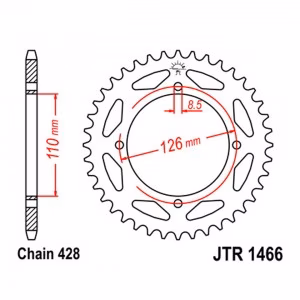Зірка задня ведена JT JTR1466 Kawasaki KX65 KLX150L KLX125 Suzuki RM65 K3-K5 Motorcycle