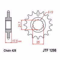 Зірка передня ведуча JT JTF1298 Honda CBR250 VN250 VTR250 Fireblade Super Blackbird Motorcycle