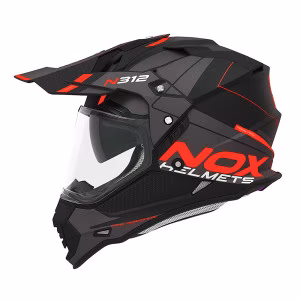 Шолом єндуро Nox N312 Drone Matt Black Red