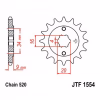 Зірка передня ведуча JT JTF1554 Yamaha DT200 TT-R230 Hyosung GT250 GV250 Motorcycle Yamaha ATV YFS200