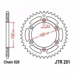 Зірка задня ведена JT JTR251 Yamaha TT TT-R230 YZ125 YZ250 YZ450 Motorcycle