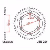 Зірка задня ведена JT JTR251 Yamaha TT TT-R230 YZ125 YZ250 YZ450 Motorcycle