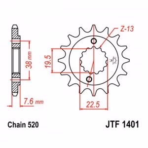 Зірка передня ведуча JT JTF1401 Suzuki Kawasaki ATV