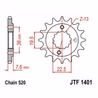 Зірка передня ведуча JT JTF1401 Suzuki Kawasaki ATV
