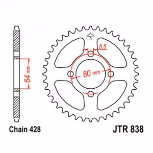 Зірка задня ведена JT JTR838 Yamaha YBR125 DT100 Motorcycle