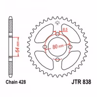 Зірка задня ведена JT JTR838 Yamaha YBR125 DT100 Motorcycle