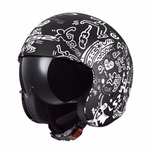 Шолом напівлицевик LS2 OF599 Spitfire 2 Tribal Matt Black White