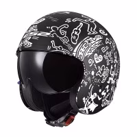 Шолом напівлицевик LS2 OF599 Spitfire 2 Tribal Matt Black White