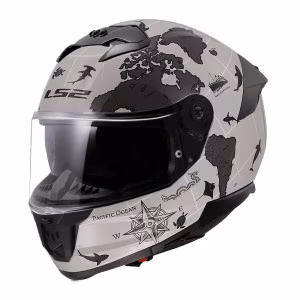 Шолом інтеграл LS2 FF808 Stream 2 Worldmap Matt Cool Grey 3C Grey