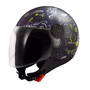 Шолом напівлицевик LS2 OF558 Sphere Lux 2 Maxca Black Hi-Vis Yellow