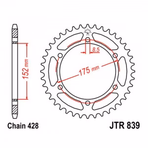 Зірка задня ведена JT JTR839 Yamaha DTR125 DT125 WR125 DT200R Motorcycle